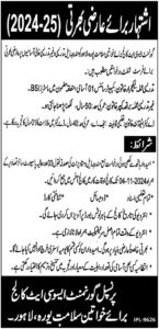 Latest Job at Government Associate College for Women Lahore. Advertisement