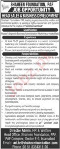 Latest Job at Shaheen Foundation PAF Islamabad 2024: Advertisement