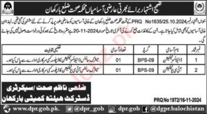 Latest Health Department Medical Jobs in Kharan 2024: advertisement 