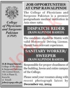 the College of Physicians and Surgeons Jobs Pakistan (CPSP) Advertisement