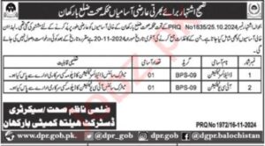 Latest Health Department Medical Jobs in Barkhan, Balochistan - November 2024: advertisement