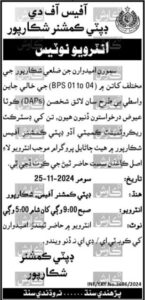 Labor Job Vacancies at Deputy Commissioner Office 2024: advertisement 