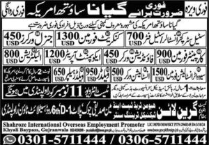 Shahroze International Overseas Jobs Skilled Trades Positions Georgetown, Advertisement