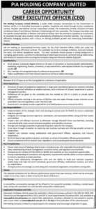 Job at PIA Holding Company Limited CEO - Management Positions: Advertisement